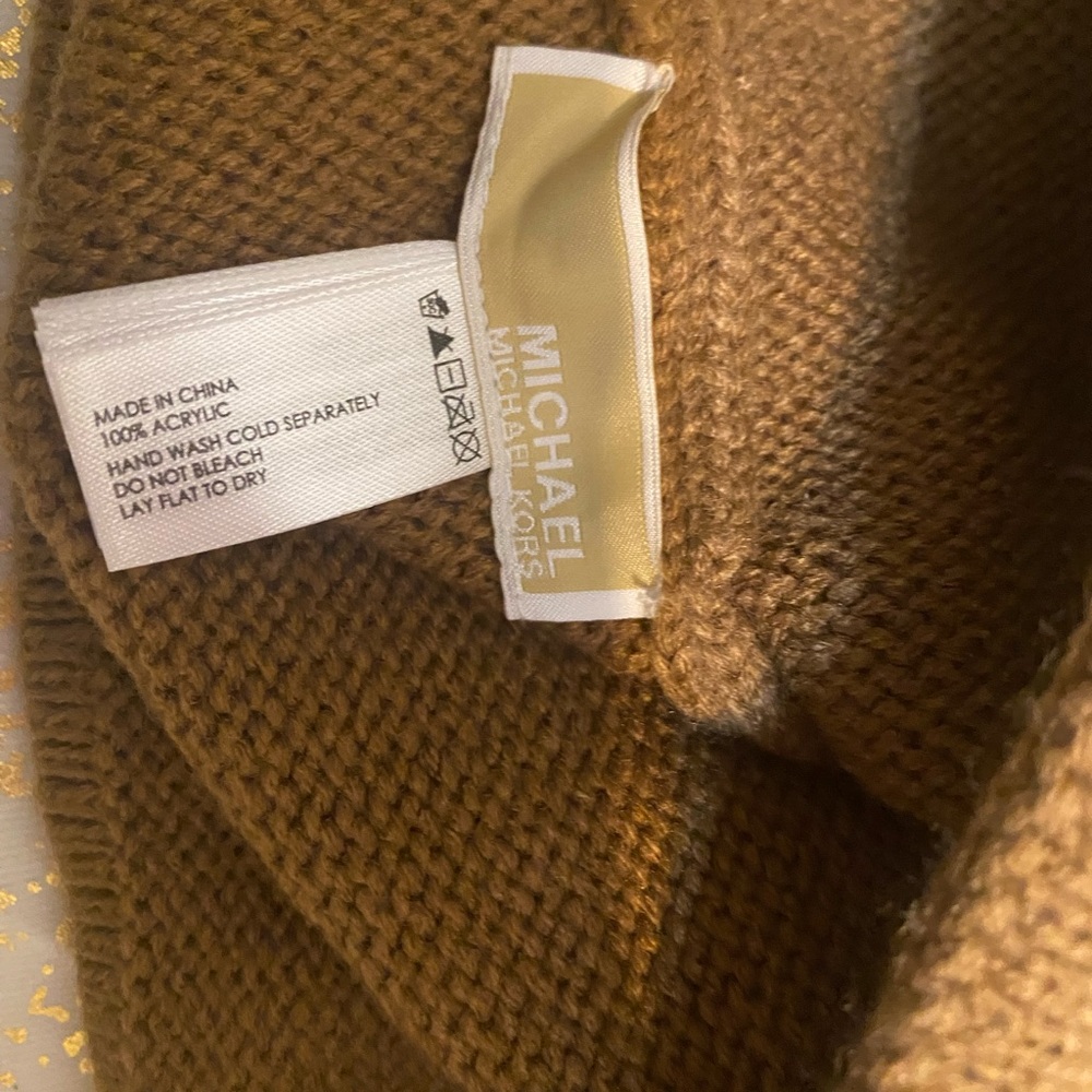Michael Kors Brown Knit Beanie with Pearl Accents - Picture 3 of 3